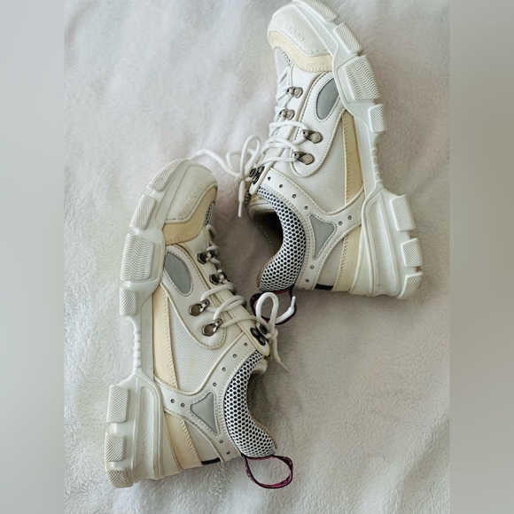 GUCCI Flashtrek Mesh Calfskin Suede Women’s Flashtrek Chunky Sneakers Size 38 - Picture 6 of 13